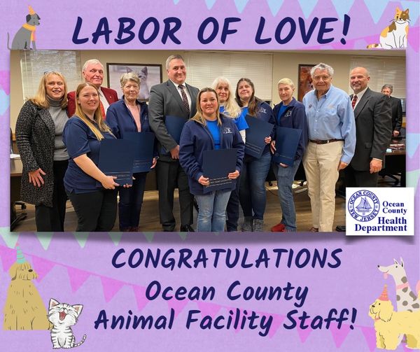 LABOR OF LOVE! OCEAN COUNTY ANIMAL FACILITIES’ STAFF RECOGNIZED BY THE STATE OF NJ SENATE & GENERAL ASSEMBLY FOR CARE OF BRICK HOARDING COMPLAINT PETS!